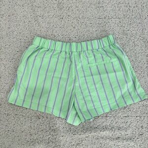 ZARA Striped Pull On Shorts Green Purple Size S Elastic Waist Cotton Blend